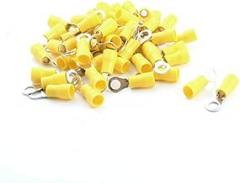 Electronic Components 50 x Yellow Pre Insulated Electrical Ring Terminal Connector 12-10AWG 6.4mm Dia
