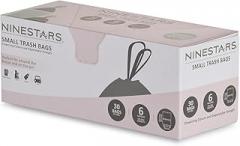 NINESTARS NSTB-6-30 Extra Strong White Trash Bag w/Drawstring Closure, 6 Gal. / 20 L., 30 count