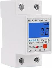 Din Rail LCD Digital Backlight Single Phase Energy Meter kWh Power Consumption Meter Wattmeter Electronic AC 220V 120V 80A Reset(120VAC)