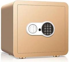 Fireproof Waterproof Digital Electronic Safe with Password and Key Access - Solid Steel Construction for Secure Storage of Jewelry, Cash, Documents, and Valuables - Gold