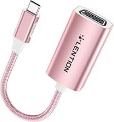 LENTION VGA to USB C Adapter, Portable USB to VGA Adapter for Monitor Compatible with 2025-2016 MacBook Pro 13/15/16, New iPad/Surface, iPad, Chromebook, Phone(CU606, Silver)