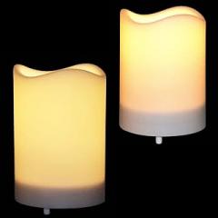 Solar Candle,Outdoor Waterproof Flickering Flameless Pillar Led Electronic Candles with built-in Light Sensor Smart Timer,Dusk to Dawn On/Off Automatic,Rechargeable Battery,3X5 Inch,Set of 2