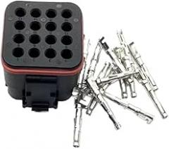 Car Connector 1 Set 16 Pin Male Female Water Proof Automobile Connector Electronic Plug 132016-000 with Terminals(Female Plug)