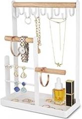 Aboiled Jewelry Organizer Stand - 4-Tier Necklace Holder with Ring Tray & Small Jewelry Display Tower