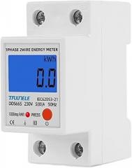 Din Rail LCD Digital Backlight Single Phase Energy Meter kWh Power Consumption Meter Wattmeter Electronic AC 220V 120V 80A Reset(120VAC)