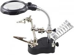 VAKUUM Lab Microscope Slides Black Table Lamp 2 LED Reading Illuminated Magnifier Desk Electronic Inspection Repair Clamp Magnifying Loupe Microscope Parts