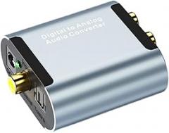 Digital Coaxial and Optical Fiber Converter Adapter with Volume Adjustment Analog Audio Converter Box for Home Theater and Audio Systems USB Powered