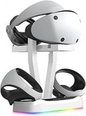Dual Sense Controller Charging Station for PS5 VR2, VR2 Headset Display Stander with RGB Lighting, for PSVR2 Magnetic Charging Dock VR2 Charger