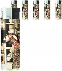 Tattoo Ink Pin Up Girls Model Set of 5 Lighters S37 Electronic Refillable Flame Cigarette Smoking