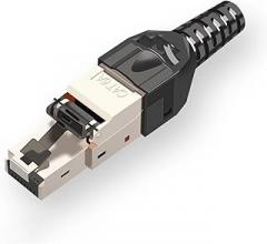 RJ45 Cat8 Cat7 Cat6A Connector Zinc Alloy Shielded Ethernet Terminal 10Gbps(CAT6A,Black 1PCS)