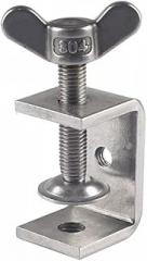304 Stainless Steel C Clamps, Hand Twisted Wide Jaw Opening Tiger Clamp With Wing Bolts for Desktop, Carts, Benches and Worktables (20mm)