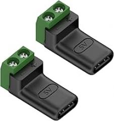 2 Pack Type C Male Female Adapters with Green Terminals 5V3A Fast Charging Texture for Electronics Toy LED Lights USB C Not Solder Terminals Adapters