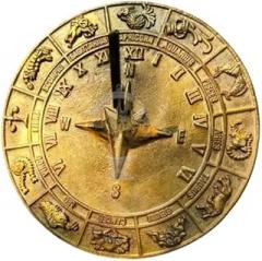 Brass Garden Sundial Zodiac Classic Garden Sundial Design Sold Polished Brass, 10-Inch Diameter