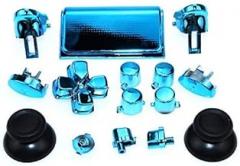 Chrome Full Sets Buttons Dpad R1 R2 L1 L2 Button Thumbstick Cap for Playstation 4 Pro PS4 Pro JDM-040 JDS 040 CUH-ZCT2 Controller (Chrome Blue)