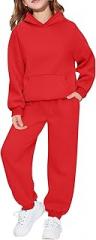 Generic Toddler Girls Boys Sweatsuits 2 Piece Soild Hooded Sweatsuit for Teens Kids Sweatshirts Jogger Sweatpants Sweat Set