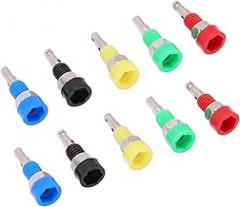 Qiilu 10 Pcs 2mm Banana Socket Female Adapter for Electronic Instrument - Mini Binding Post with Multiple Colors