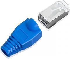 RJ45 CAT6 CAT5e Shielded Straight Connector Gold Plated Modular Ethernet Plug with Strain Relief(10pcs)