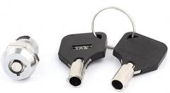 Metal Electronic Cabinet Hardware On Off Two Terminals Keys Lock Switch Silver Tone w Latches 2 Keys