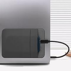 2-Pocket Adhesive Pouch for Laptops, Grey, Compatible with SSDs, Mice, USB Cables, Wireless Headphones & Small Electronics, Reusable