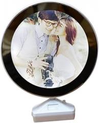 Ciieeo Round Photo Frame with Lights 7 Inch Electronic Album Mirror Wall Decor Present