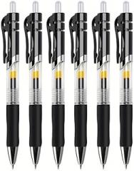 JDIME 6/13pcs Retractable Gel Pens Set Black/Red/Blue Ink Ballpoint for Writing Refill Office Accessories School Supplies Stationery(6 Black Pen)