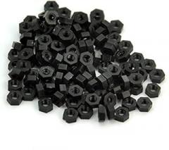 Electronics-Salon Metric Black Nylon Hex Nut, Hexagonal.