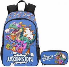 Custom Kids Backpack Back to School Personalized School Backpack Set with Lunch Box Pencil Case and Water Bottle Custom Casual Bag Knapsack Daypack Bag for Boys on School Day Back to School Gifts