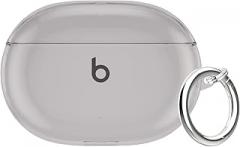 Portable Electronic Device Cover, Clear Black Case for Beats Studio Buds 2021/Beats Studio Buds + 2023, Shockproof Soft TPU Protective Cover with Carabiner