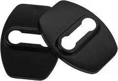 2pcs Car Door Lock Cover Aluminum Alloy Latch Protector for Easy Installation Car Door Pull Pin Cover Elegant Automotive Interior Decor Black