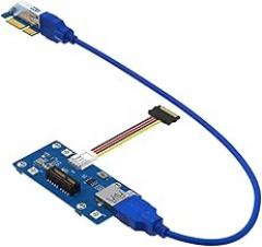 PCI-E 1x to 1X/4x/8x/16x Extender Riser Card Adapter with USB 3.0 & SATA Power Cable and Automatic Discoloration LED and Magnetic Foot Pads for Mining Machine Enhanced