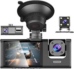 1080P 3 Channels Dash Cam Front and Rear and Cabin Recording, 2.0
