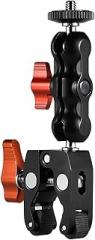 Andoer Super Clamp, Multifunctional Clamp Ball Mount Clamp Joint Friction Arm with 1/4 Inch Screw for GPS Monitor LED Video Light Flash Microphone, Orange