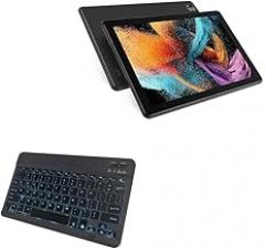 BoxWave Keyboard Compatible with LVILLE Android 12 Tablet LVE10051 (10.1 in) - SlimKeys Bluetooth Keyboard - with Backlight, Portable Slim LED 7 Colors - Jet Black