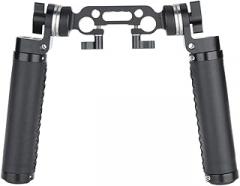 NICEYRIG Rosette Leather Handles with 15mm Rod Clamp Connector for 15mm DSLR Camera Shoulder Rig Support System