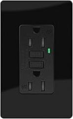 Black GFCI Outlet 20 Amp,KCMYTONER GFCI Outlet Receptacle with LED Indicator,20 Amp 125 Volt Screwless Plate Outlet Wallplate and Screws Included ETL Listed,1PK