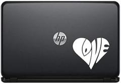 Heart Love Version 1 Vinyl Decal Sticker for Computer MacBook Laptop Ipad Electronics Home Window Custom Walls Cars Trucks Motorcycle Automobile and More (White)