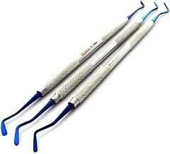 Set of 3 Titanium Blue Tips Dental Flat Plastic Filling Instrument Amalgam Composite Restorative Tools 2mm-2.5mm-3mm Placing Spatula