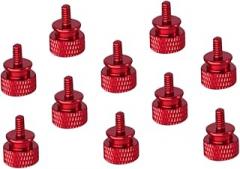 10 Pcs Red Aluminum Alloy Computer Case Screws Thumb Thumbscrew Replacement for PC Chassis DIY Knurled Screw for Electronics Assembly