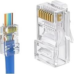 50 100 Pcs RJ45 Cat6 Pass Through C0innector Gold Plated Unmodule Plug Network-45 Crystal HeadsEthernet Cables New 2026 High for Reliable Electronic Component, Precision, Stable Performance
