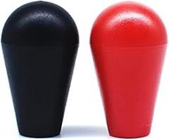 Arcity 2 Pcs Arcade Joystick Oval Bat Top Topper Knob Ball Top Handle Knob American Type Style Black and Red for Zippy SANWA SEIMITSU Arcade1up Machine Console Cabinet New, HY-PJ092-1