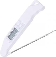 Folding Electronic Meat Thermometer Food Probe Digital Kitchen Thermometer for BBQ Grilling and Baking with Foldable Design White