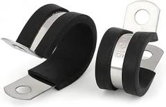 Wire Clamps 100PCS Metal Wiring Hose Clamp Useful R-Type Rubber Lined Clips Durable Cable Fasteners Hardware Electrical Fittings for Organize Cord,Secure Against Tangles/Trips(6mm)