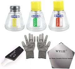 WYLIE MECHANIC SD150A/SD150B/SD150C Glass Alcohol Dispenser Bottle 150ML Press Type Liquid with Measuring Scale Anti-static Clear Container for Electronic Repair Tools 7 Pack