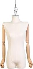 Mannequin Body Torso Female, Adjustable Wire Rope Half Scale Hanging Tailors Dummy Manikin with Wooden Arm for Home Decoration, 4 Colors,B (D)