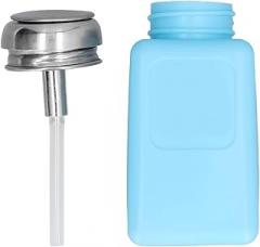 Fydun 200ML Press Type, ESD Anti Static Push Down Pump Solvent Dispenser polyethylene ldpe Dispensing Bottle ESD Bottle with Stainless Steel Lid White (Blue)
