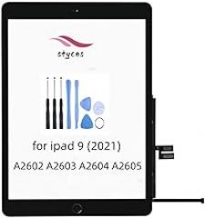 touch screen Digitizer replacement for ipad 9/2021 A2602 A2603 A2604 A2605,front glass screen 10.2 inch with Home button, tools double-sided tape (black/white) (black)