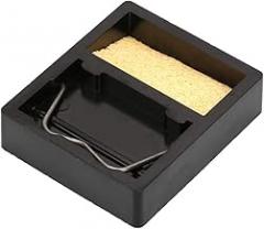 Jeanoko Mini Electric Soldering Iron Stand Holder with Sponge, Metal Base for Electronic Components Production, Electrical Parts Maintenance,4x4.8x1.2cm