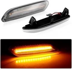 SAARMAT 2pcs Fender Marker Lights Driver & Passenger Sides Smoke Cover Lens Amber LED Front Bumper Side Marker Lamps for Mini R60 Countryman R61 Paceman,No Dynamic-Clear