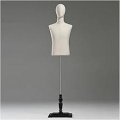 Mannequin Body Torso Male, Adjustable Display Bust Half Scale Manikins Dress Form with Wooden Base Stand, Shop Window Clothing Dummy Mani,Brown,A (Black A)