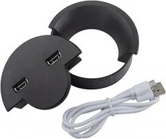 Wire Hole Cover Outlet Port Table Computer PC Desk Round Cable Grommet Line Holder 2 Port USB For Electronic Desktop Cable Organization